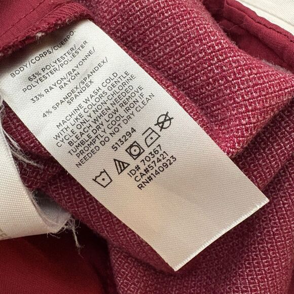 LOFT Red Textured Slim Dress Pants Size 12 Womens Work Career - Picture 5 of 6